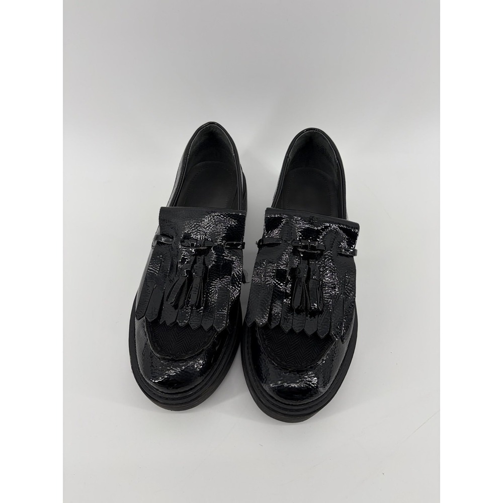 Franco‎ Sarto Black Patent Platform Tassel Kili Loafer Women's Slip-On Size 7.5